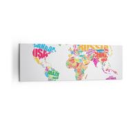 Cuadro Sobre Lienzo 160x50cm Cuadros Pared Mapa Palabras Mundo geografía Art