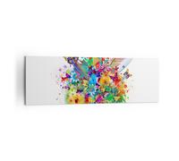 Cuadro Sobre Lienzo 160x50cm Cuadros Pared Mariposa color flor composición Art