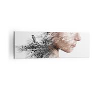 Cuadro Sobre Lienzo 160x50cm Cuadros Pared Mujer Doble Exposición Wall Art