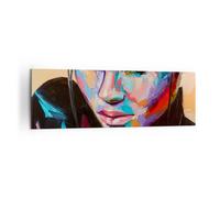 Cuadro Sobre Lienzo 160x50cm Cuadros Pared Mujer emociones cara multicolor Art
