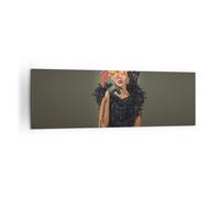 Cuadro Sobre Lienzo 160x50cm Cuadros Pared mujer gato flores Wall Art Prints