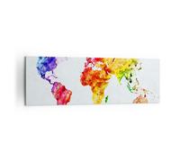 Cuadro Sobre Lienzo 160x50cm Cuadros Pared Mundo mapa colorido continentes Art