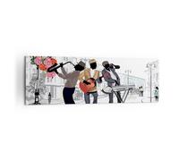 Cuadro Sobre Lienzo 160x50cm Cuadros Pared Música instrumentos calle ciudad Art