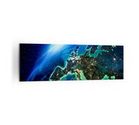 Cuadro Sobre Lienzo 160x50cm Cuadros Pared Noche espacio mundo vista Wall Art