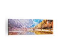 Cuadro Sobre Lienzo 160x50cm Cuadros Pared Otoño Paisaje Montañas Wall Art
