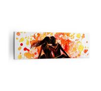 Cuadro Sobre Lienzo 160x50cm Cuadros Pared Pareja beso multi-color luna de miel