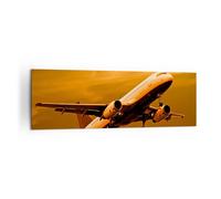 Cuadro Sobre Lienzo 160x50cm Cuadros Pared Pasajeros avión avión alas Wall Art