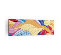 Cuadro Sobre Lienzo 160x50cm Cuadros Pared Patrón Hojas Colorido Wall Art Prints