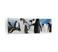 Cuadro Sobre Lienzo 160x50cm Cuadros Pared Pingüinos Invierno naturaleza nieve