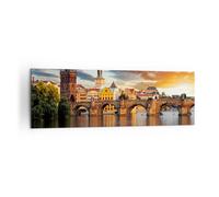 Cuadro Sobre Lienzo 160x50cm Cuadros Pared Praga puente historia río Wall Art