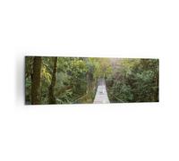Cuadro Decorativo 160x50cm Moderno Panorámico Botánica Paisajes - 4397 | Puente Soga Selva Cuadro sobre Lienzo Grande Arte mural Decoración del Hogar Salón Dormitorio Cocina Oficina Cuadros de Pared