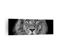 Cuadro Sobre Lienzo 160x50cm Cuadros Pared Retrato León Blanco Y Negro Wall Art