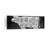 Cuadro Sobre Lienzo 160x50cm Cuadros Pared Vaca carne cocinar gráfico Wall Art