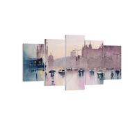 Cuadro Sobre Lienzo 160x85cm Cuadros Pared Acuarela Ciudad Monumentos Históricos