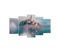 Cuadro Sobre Lienzo 160x85cm Cuadros Pared Alpes Bled Iglesia Wall Art Prints