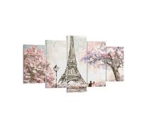 Cuadros Decoracion Salon Árboles Eiffle Pareja Francia Lienzos decorativos 160x85cm Cuadro Sobre Lienzo Moderno Dormitorio Cuadros Pared Tríptico 5 Piezas Wall Art Prints Grande XXL EA160x85-3147