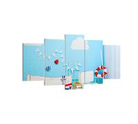 Cuadro Sobre Lienzo 160x85cm Cuadros Pared Barco ancla nubes niño Wall Art
