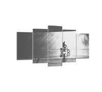 Cuadro Sobre Lienzo 160x85cm Cuadros Pared Blanco Y Negro Ciclista Soledad Art