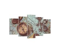 Cuadro Sobre Lienzo 160x85cm Cuadros Pared Brújula Vintage Mapa Wall Art Prints