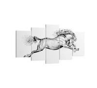 Cuadro Sobre Lienzo 160x85cm Cuadros Pared Caballo Dibujo Lápiz Wall Art Prints