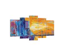 Cuadro Sobre Lienzo 160x85cm Cuadros Pared Ciudad Puente Empasto Wall Art Prints