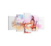 Cuadro Sobre Lienzo 160x85cm Cuadros Pared femenino urbano té París Wall Art