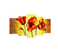 Cuadro Sobre Lienzo 160x85cm Cuadros Pared Flores signos tallo líneas Wall Art