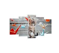 Cuadro Sobre Lienzo 160x85cm Cuadros Pared Gato diversión origami Wall Art