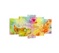 Cuadro Sobre Lienzo 160x85cm Cuadros Pared Gato mariposa arco iris magia Art