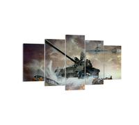 Cuadro Sobre Lienzo 160x85cm Cuadros Pared Guerra tanque avión batalla Wall Art