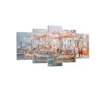 Cuadro Sobre Lienzo 160x85cm Cuadros Pared Isla Barcos Puerto Wall Art Prints