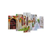 Cuadro Sobre Lienzo 160x85cm Cuadros Pared Italia calle flores historia Wall Art