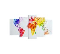 Cuadro Sobre Lienzo 160x85cm Cuadros Pared Mundo mapa colorido continentes Art