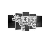 Cuadro Sobre Lienzo 160x85cm Cuadros Pared Vaca carne cocinar gráfico Wall Art