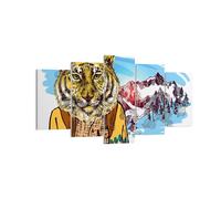 Cuadro Sobre Lienzo 160x85cm Cuadros Tigre montañas los niños la vida silvestre