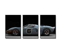 Cuadro sobre Lienzo 3 Piezas Póster Clásico del Coche del Músculo, Pintura En Lienzo, Imagen Artística De Pared para La Decoración del Hogar De La Sala De Estar (Sin Marco)