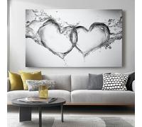 Cuadro sobre Lienzo 40l x30ancm Sin marcoImpresión en material tejido no tejido cuadros Corazones entrelazados abstractos decoracion salon modernos lienzos decorativos dormitorios Gris