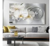 Cuadro sobre Lienzo 40l x30ancm Sin marcoImpresión en material tejido no tejido cuadros Flores, Orquídeas, Lujo decoracion salon modernos lienzos decorativos dormitorios Plata blanca