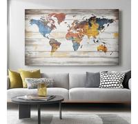 Cuadro sobre Lienzo 50l x35an cm Sin marco Impresión en material tejido no tejido cuadros Mapa mundial vintage decoracion salon modernos lienzos decorativos dormitorios Color
