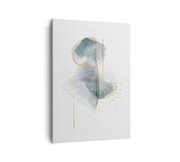 Cuadro sobre Lienzo 50x70 cm Moderno Vertical Abstracto Pastel - 4830 | Acuarela Tinciones Oro Cuadro Decorativo Arte mural Decoración del Hogar Salón Dormitorio Cocina Cuadros de Pared