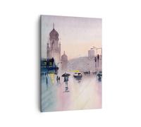 Cuadro Sobre Lienzo 50x70cm Cuadros Acuarela Ciudad Monumentos Históricos Art