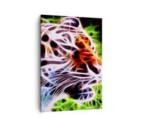Cuadro Sobre Lienzo 50x70cm Cuadros África agresión animales tigre Wall Art