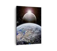 Cuadro Sobre Lienzo 50x70cm Cuadros Apocalipsis Meteorito Estrellas Planeta Art
