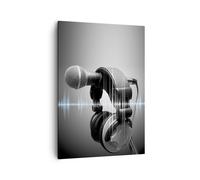 Cuadro Sobre Lienzo 50x70cm Cuadros Audio micrófono música estudio Wall Art