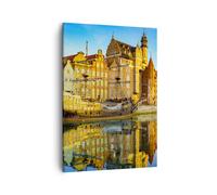 Cuadro Sobre Lienzo 50x70cm Cuadros Barco río arquitectura historia Wall Art