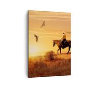 Cuadro Sobre Lienzo 50x70cm Cuadros Caballo vaquero granja equitación Wall Art