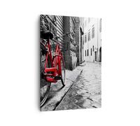 Cuadro Sobre Lienzo 50x70cm Cuadros Calle bicicletas adoquines edificio Wall Art