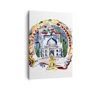 Cuadro Sobre Lienzo 50x70cm Cuadros Elefantes India Religión cultura Wall Art