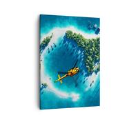 Cuadro Sobre Lienzo 50x70cm Cuadros Helicóptero océano isla paraíso Wall Art