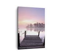 Cuadro Sobre Lienzo 50x70cm Cuadros Mañana salida del sol niebla lago Wall Art